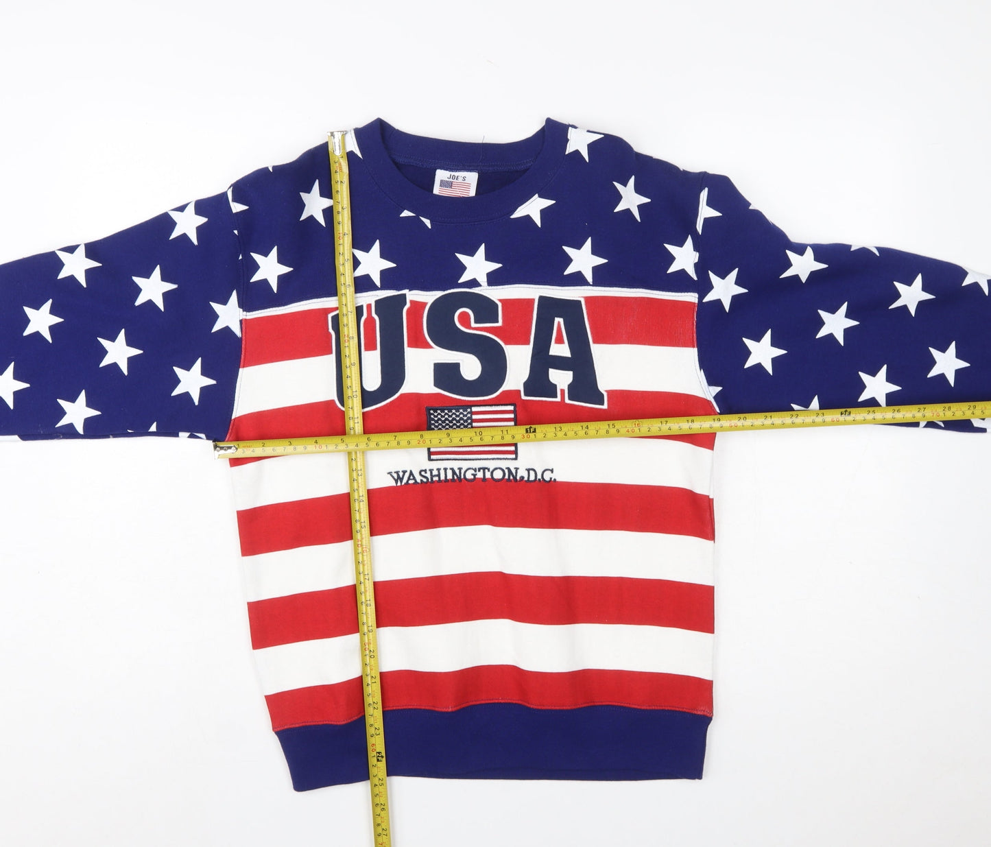 Joe's USA Flag Sweatshirt Womens Small Red White Blue Cotton Blend Pullover