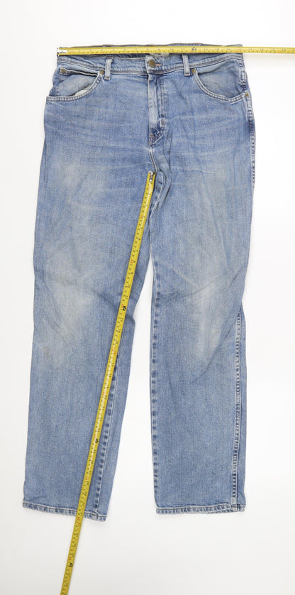 Wrangler Men's Blue Regular Fit Straight Denim Jeans 34W 32L