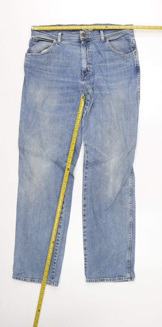 Wrangler Men's Blue Regular Fit Straight Denim Jeans 34W 32L
