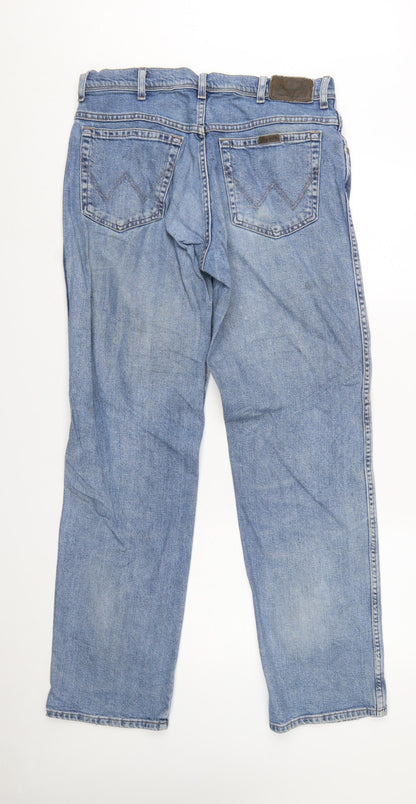 Wrangler Men's Blue Regular Fit Straight Denim Jeans 34W 32L