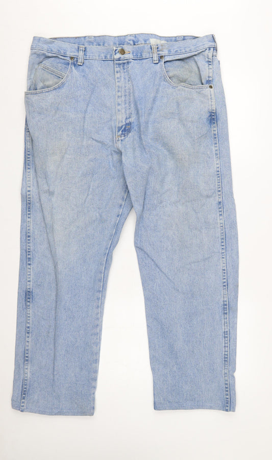 Wrangler Mens Blue Straight Leg Denim Jeans 40W 30L Regular Fit