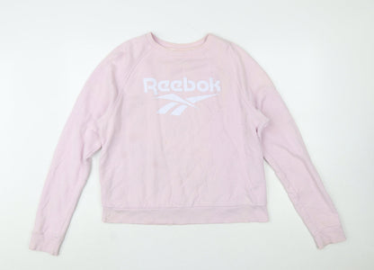 Reebok Women's Pink Crew Neck Pullover Sweatshirt Size L 16-18