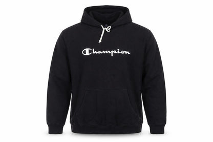 Champion Men's Black 2XL Pullover Hoodie with Logo Print