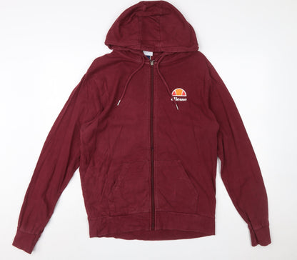 Ellesse Men's Red Full Zip Hoodie L Sportswear Cotton Blend