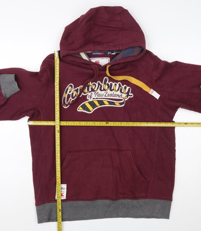 Canterbury Men's Red Pullover Hoodie L Rugby Embroidered Sports