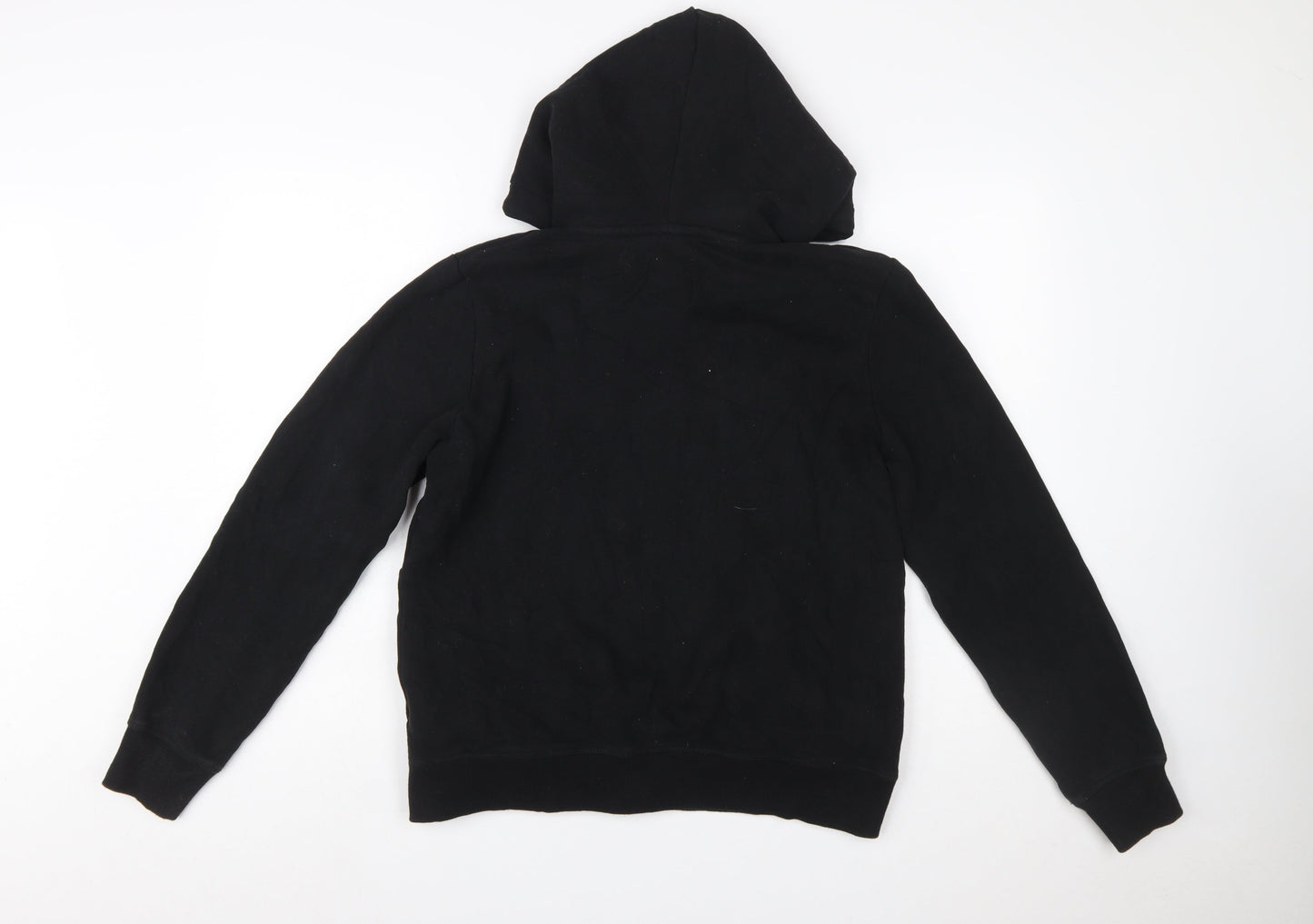 Superdry Women's Black Full Zip Hoodie UK 12 Lined Logo Casual
