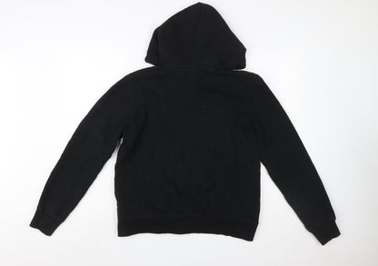 Superdry Women's Black Full Zip Hoodie UK 12 Lined Logo Casual