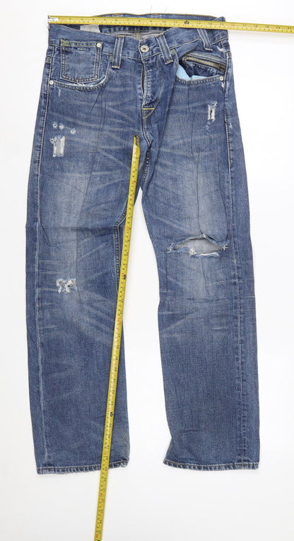 Levi’s 506 Standard Men’s Blue 30x30 Straight Leg Distressed Jeans
