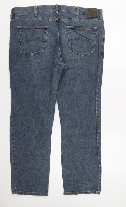 Lee Men's Blue Regular Fit Straight Denim Jeans 40x30
