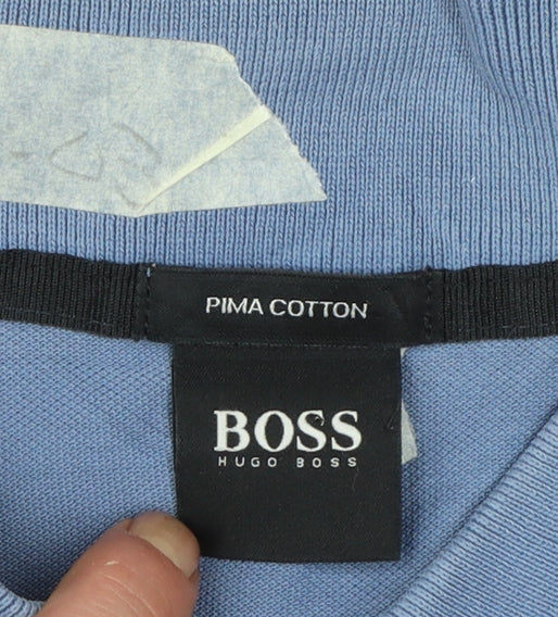 Hugo Boss Men's Blue Pima Cotton Polo Shirt Size L Classic Fit