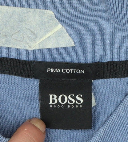 Hugo Boss Men's Blue Pima Cotton Polo Shirt Size L Classic Fit