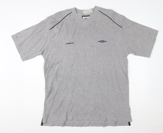 Umbro Mens Grey XL V-Neck Sports T-Shirt Lightweight Cotton