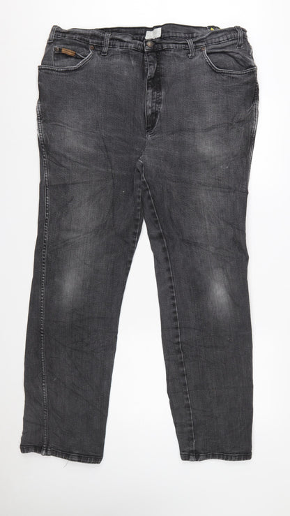 Wrangler Men's Black Jeans W44 L34 Texas Stretch Denim Straight Fit