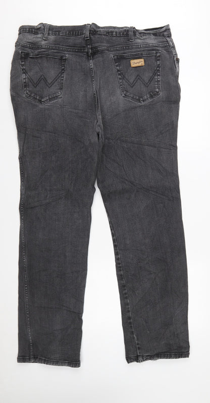Wrangler Men's Black Jeans W44 L34 Texas Stretch Denim Straight Fit