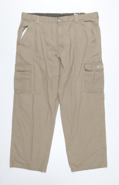 Wrangler Men's Beige Cargo Trousers 40x30 Cotton Relaxed Fit