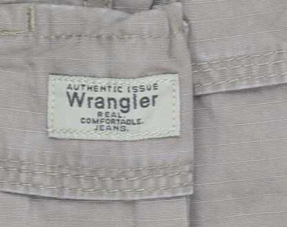 Wrangler Men's Beige Cargo Trousers 40x30 Cotton Relaxed Fit