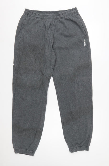 Reebok Men Grey Jogger Fleece Trousers L Regular Fit