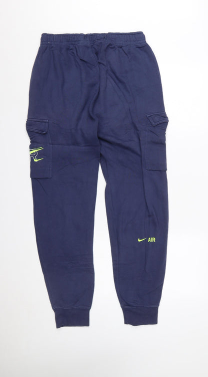 Nike Men Navy Blue Cargo Joggers Medium Cotton Blend