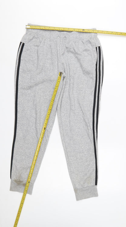 Adidas Womens Grey Jogger Trousers Size M Sports Stripe Casual
