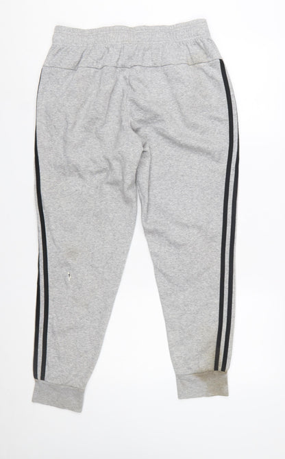 Adidas Womens Grey Jogger Trousers Size M Sports Stripe Casual