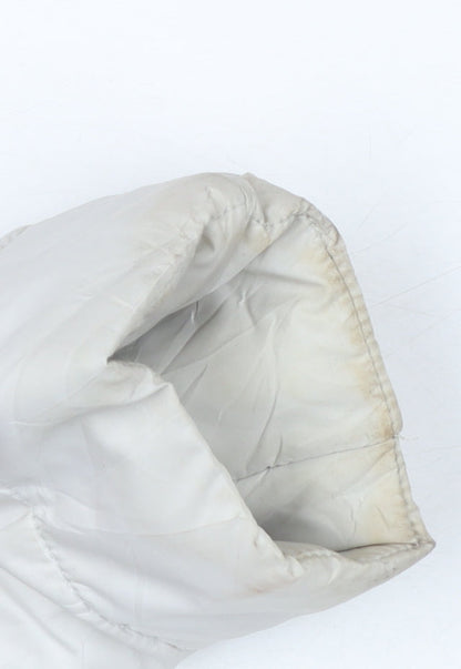 Ellesse Women White Puffer Jacket Size 10 Quilted Lightweight Zip