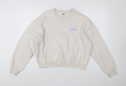 Lee x H&M Women Beige Cotton Blend Pullover Sweatshirt M
