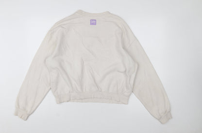 Lee x H&M Women Beige Cotton Blend Pullover Sweatshirt M