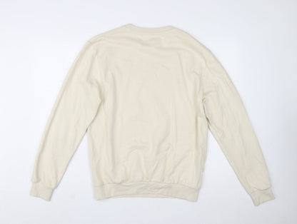 Disney Women Beige Mickey Mouse West Coast Cotton Sweatshirt Size 12 L