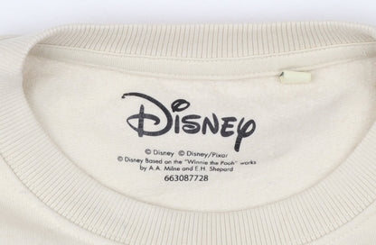 Disney Women Beige Mickey Mouse West Coast Cotton Sweatshirt Size 12 L