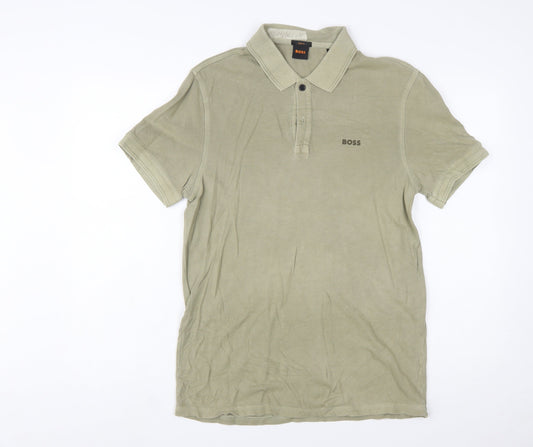 BOSS Men’s Beige Slim Fit Cotton Polo Shirt M