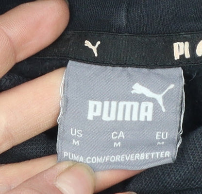 Puma Men's Black Pullover Hoodie Size M Logo Fleece Sweatshirt