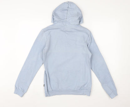 Puma Girls Blue Pullover Hoodie 13-14 Years Logo Print Cotton Blend