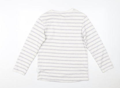 Disney Women’s White Striped Mickey Mouse Pullover Sweatshirt XS