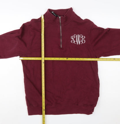 Charles River Apparel Womens Burgundy 1/4 Zip Sweatshirt Size S Cotton Blend