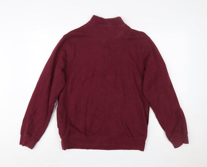 Charles River Apparel Womens Burgundy 1/4 Zip Sweatshirt Size S Cotton Blend