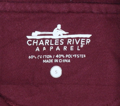 Charles River Apparel Womens Burgundy 1/4 Zip Sweatshirt Size S Cotton Blend