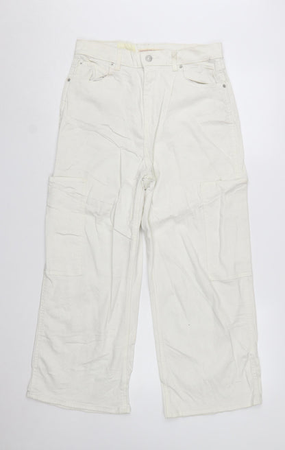 Levi Strauss Women’s White High Waisted Wide Leg Crop Jeans Size 29