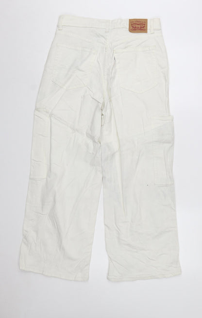 Levi Strauss Women’s White High Waisted Wide Leg Crop Jeans Size 29