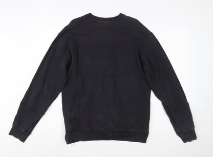Napapijri Men's Black Small Logo Crew Neck Pullover Sweatshirt