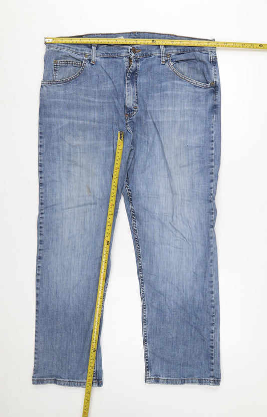 Wrangler Men's Blue Straight Jeans 38x29 Regular Fit Denim Comfort Stretch