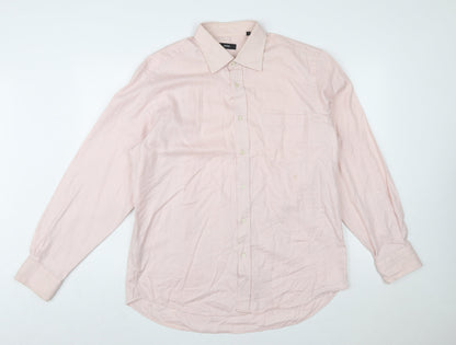 Hugo Boss Men's Pink 100% Cotton Long Sleeve Regular Fit Shirt 17 43