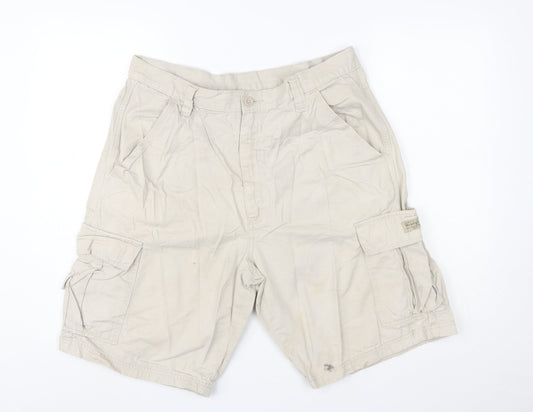 Wrangler Men's Beige Cargo Shorts Size 34 Cotton Canvas