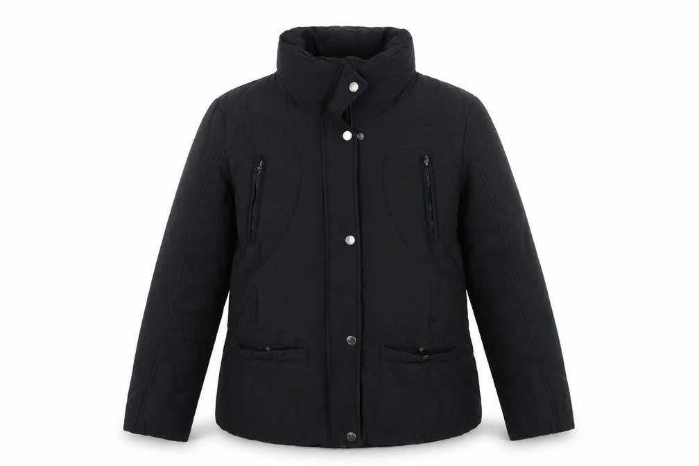 Robe di Kappa Womens Black L Puffer Jacket Cotton Blend Mid-Length