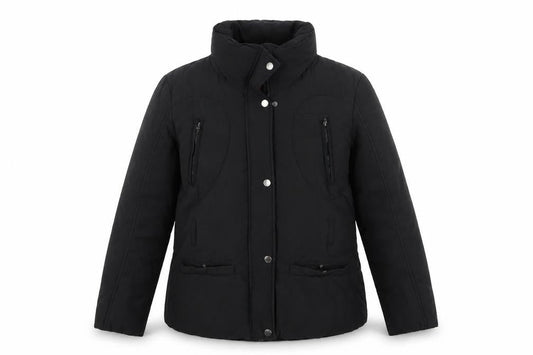 Robe di Kappa Womens Black L Puffer Jacket Cotton Blend Mid-Length