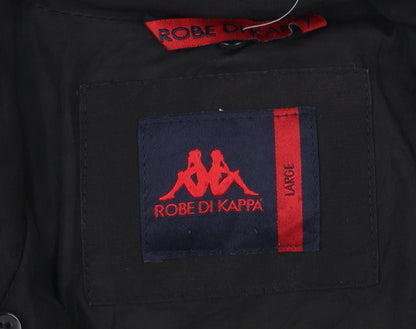 Robe di Kappa Womens Black L Puffer Jacket Cotton Blend Mid-Length