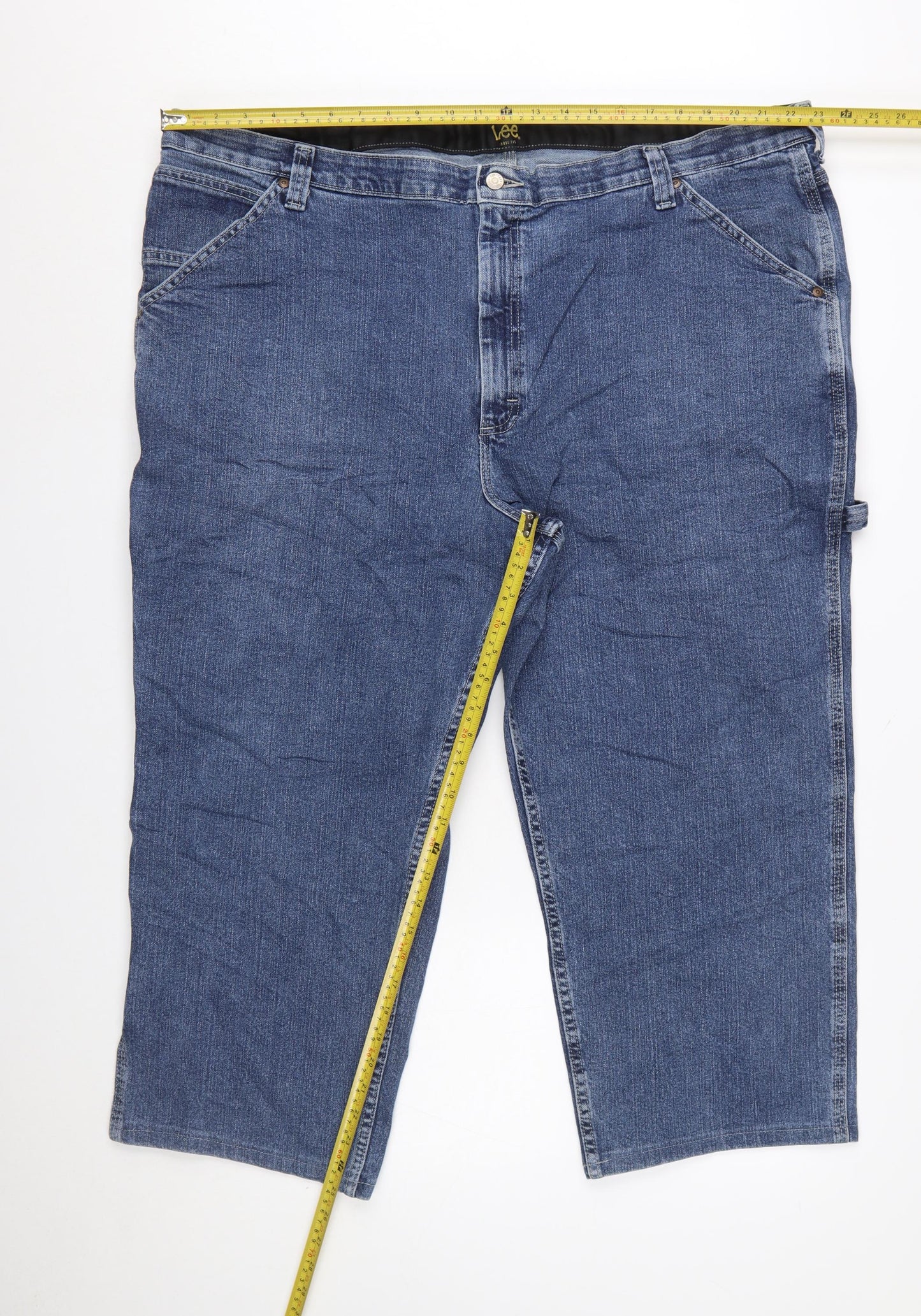 Lee Men's Blue Denim Loose Fit Straight Jeans 48x29