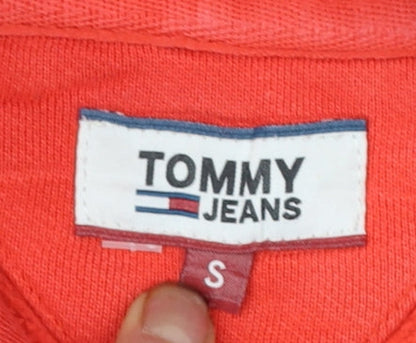 Tommy Jeans Women's Red Pullover Hoodie Size S Cotton Logo Casual