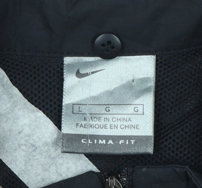 Nike Women Black L Clima-Fit Windbreaker Jacket Lightweight Full Zip