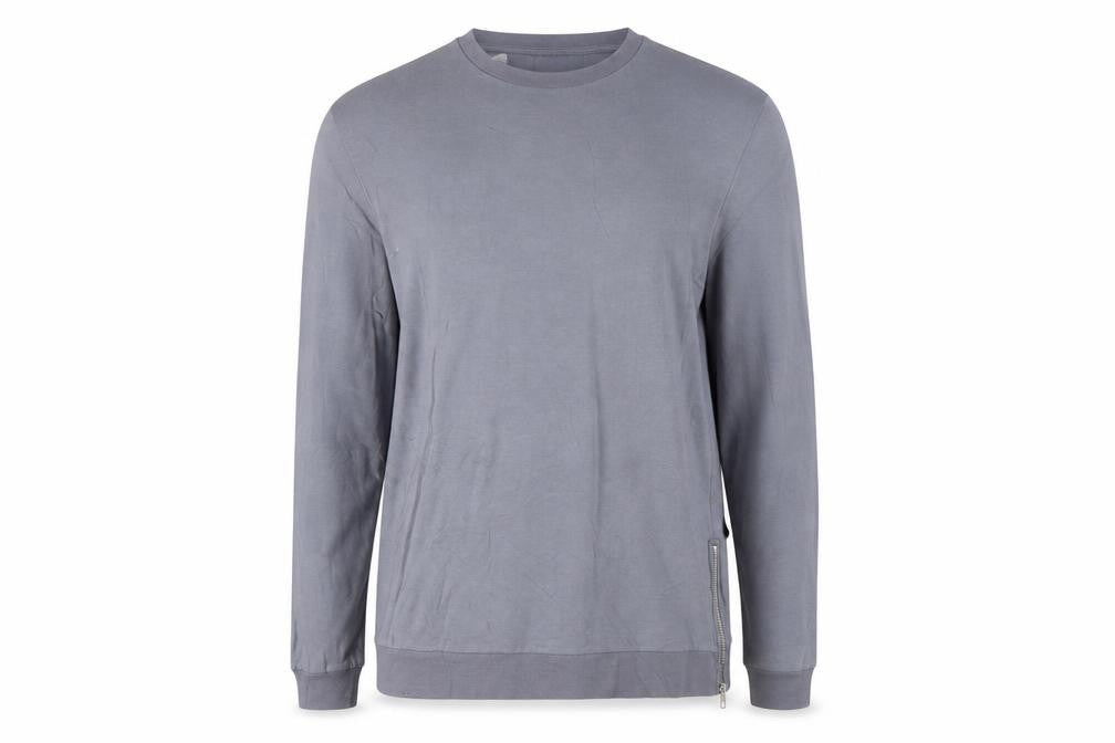 ASOS Womens Grey Long Sleeve Pullover Sweatshirt L Zip Detail Cotton Blend