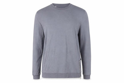 ASOS Womens Grey Long Sleeve Pullover Sweatshirt L Zip Detail Cotton Blend